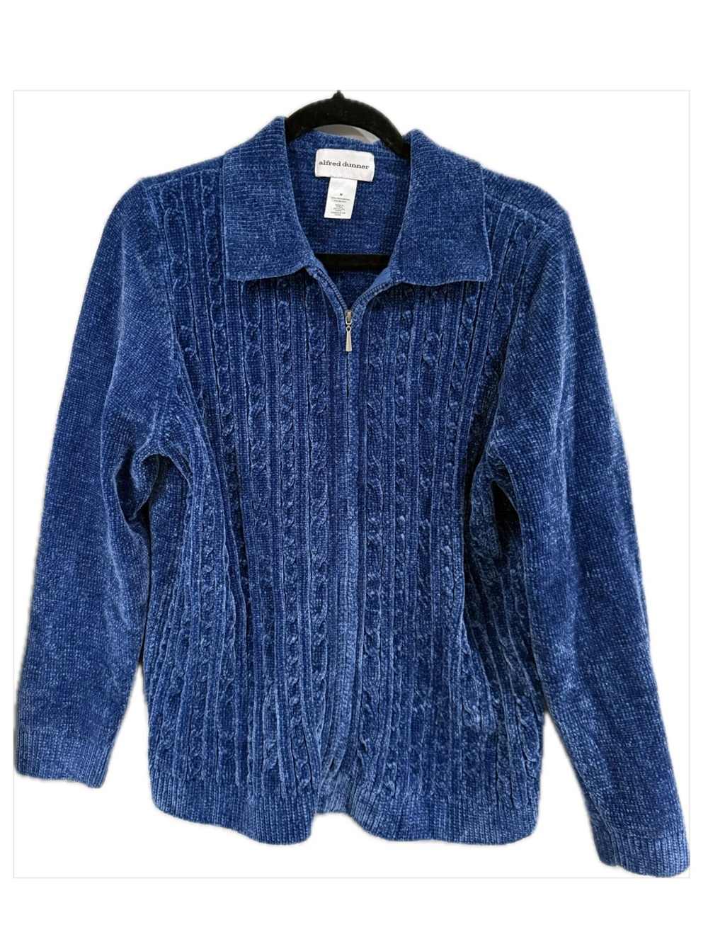 Alfred Dunner Chenille Zip-Up Cardigan